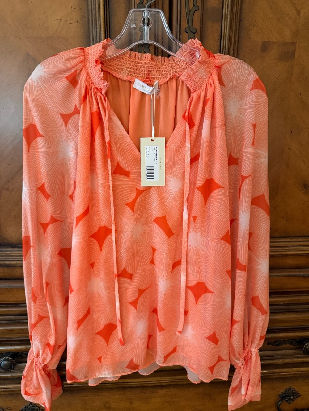 NWT! Ramy Brook Clarke Floral Balloon Sleeve Blouse Orange NWT Size Small